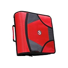 Case It King Sized Zip Tab 4 3-Ring Zipper Binders, D-Ring, Red (D-186 RED)