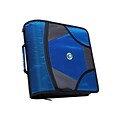 Case It King Sized Zip Tab 4 3-Ring Zipper Binders, D-Ring, Blue (D-186 BLU)