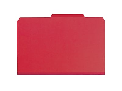 Smead Pressboard Classification Folders with SafeSHIELD Fasteners, Legal Size, 2 Dividers, Bright Re