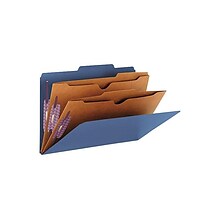 Smead Pressboard Classification Folders, 2/5-Cut Tab, Legal Size, 2 Dividers, Dark Blue, 10/Box (190