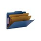 Smead Pressboard Classification Folders with SafeSHIELD Fasteners, Legal Size, 2 Dividers, Dark Blue, 10/Box (19035)