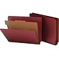 Smead End Tab Pressboard Classification Folders with SafeSHIELD Fasteners, Letter Size, 1 Divider, Red, 10/Box (26855)