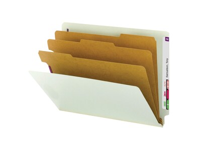 Smead End Tab Pressboard Classification Folders with SafeSHIELD Fasteners, Letter Size, 3 Dividers,