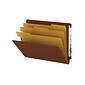 Smead End Tab Pressboard Classification Folders with SafeSHIELD Fasteners, Letter Size, 3 Dividers, Red, 10/Box (26865)