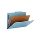 Smead Pressboard Classification Folders with SafeSHIELD Fasteners, 2" Expansion, Legal Size, 1 Divider, Blue, 10/Box (18730)