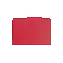 Smead Pressboard Classification Folders with SafeSHIELD Fasteners, Legal Size, 1 Divider, Bright Red