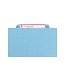 Smead Pressboard Classification Folders with SafeSHIELD Fasteners, 2 Expansion, Legal Size, Blue, 1