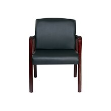 Alera Reception Lounge Leather Guest Chair, Black/Mahogany (ALERL4319M)