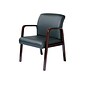 Alera Reception Lounge Leather Guest Chair, Black/Mahogany (ALERL4319M)