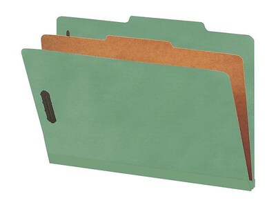 Smead Pressboard Classification Folders with SafeSHIELD Fasteners, 2 Expansion, Legal Size, 1 Divid