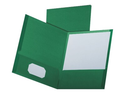 Oxford Linen 2-Pocket Portfolio Folders, Hunter Green, 25/Box (53434EE)