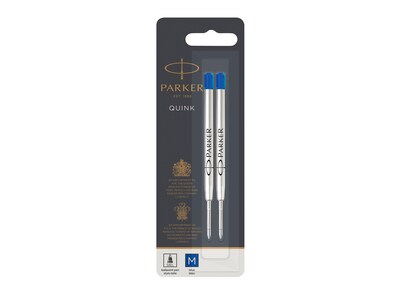 Parker Quink Gel-Ink Pen Refills, 0.7 mm, Medium Tip, Blue Ink, 2/Pack (1950364)