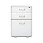 Poppin Stow 3-Drawer Mobile Vertical File Cabinet, Letter/Legal Size, Lockable, 24"H x 15.75"W x 20"D, White (100425)