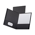 Oxford Linen Twin Pocket Portfolio Folders, Black, 25/Box (OXF 53406)