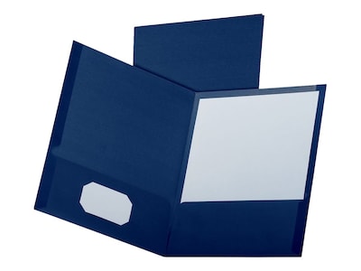 Oxford Linen Twin Pocket Portfolio Folders, Navy, 25/Box (OXF 53443)