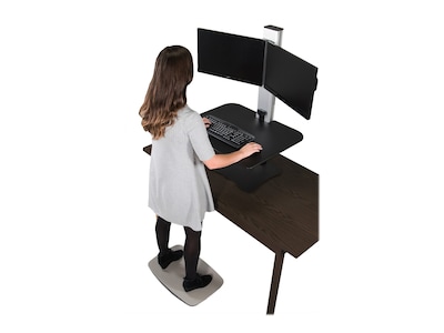 Victor Technology 28" W High Rise™ Electric Dual Monitor Standing Desk, Laminate Wood (DC450)