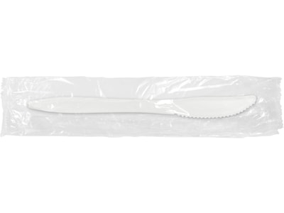 Berkley Square Individually Wrapped Polypropylene Knives, Medium-Weight, White, 1000/Carton (1101000