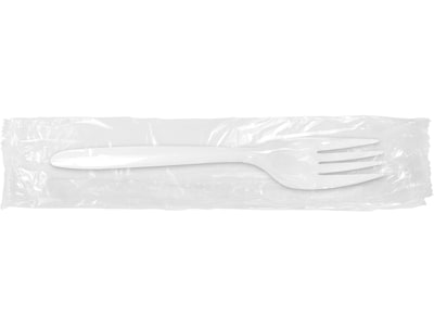Berkley Square Individually Wrapped Polypropylene Forks, Medium-Weight, White, 1000/Carton (1102000)