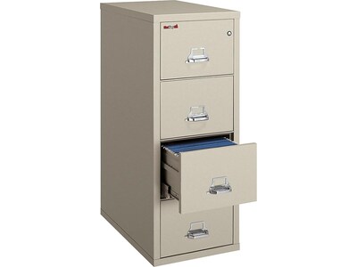 FireKing Classic 4-Drawer Vertical File Cabinet, Fire Resistant, Legal, Parchment, 31.56"D (4-2131-CPA)
