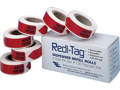 Redi-Tag Sign Here Flags, Red, 0.56 Wide, 720/Box (91002)