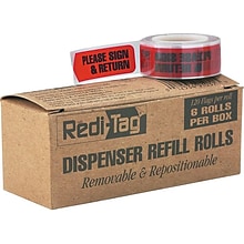 Redi-Tag Printed Arrows Flags, PLEASE SIGN & RETURN, Red, 9/16 x 2, 120/Roll, 6 Rolls/Pack (9103