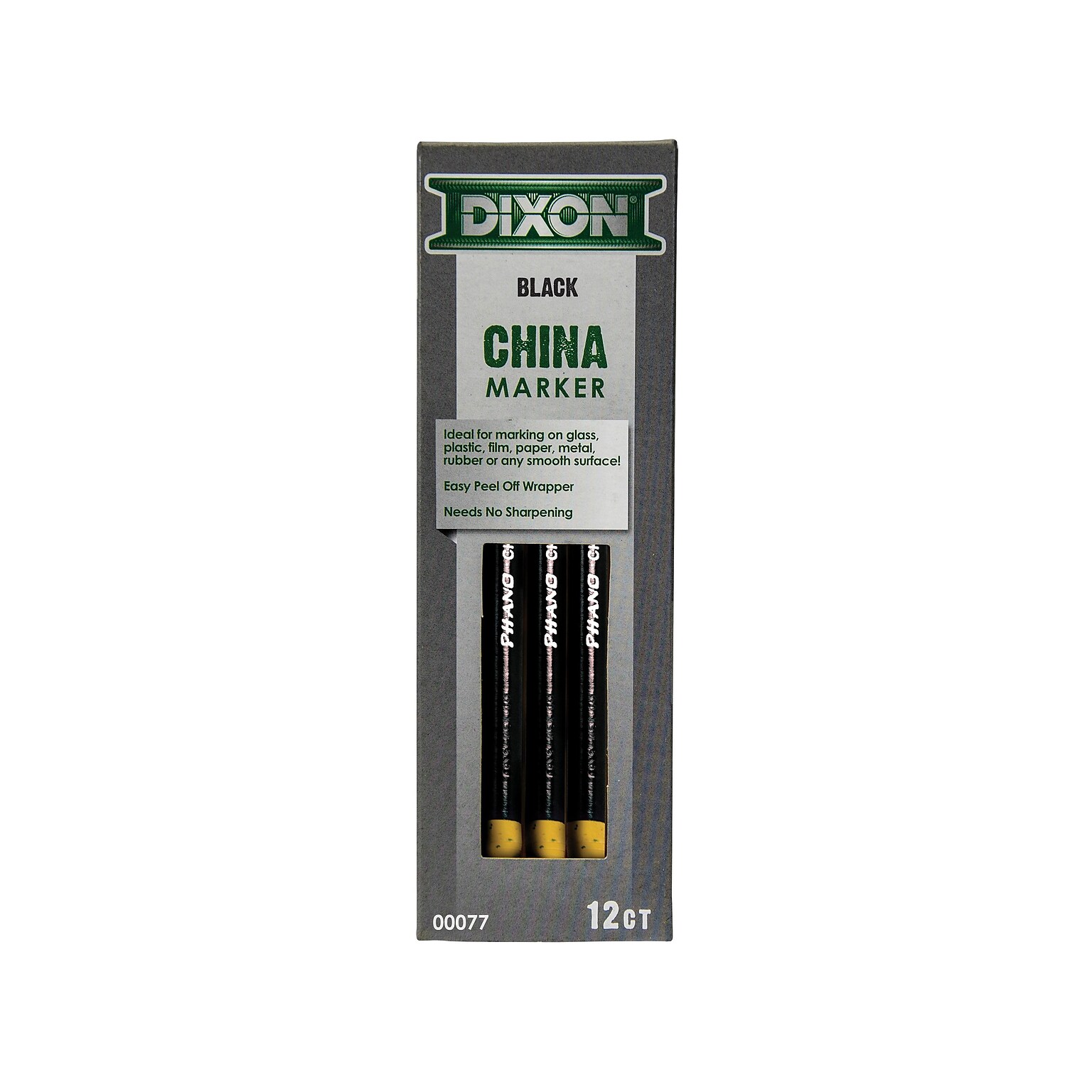 Dixon Phano China Markers, Bold Tip, Black, Dozen (00077)