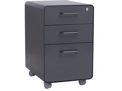 Poppin Stow 3-Drawer Vertical File Cabinet, Mobile/Pedestal, Charcoal, Letter/Legal, 20D (103695)