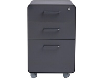 Poppin Stow 3-Drawer Vertical File Cabinet, Mobile/Pedestal, Charcoal, Letter/Legal, 20"D (103695)