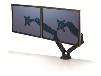 Fellowes Platinum Dual Monitor Arm, Up to 27" Monitors, Black (8042501)