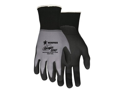 Memphis Glove Ninja Nitrile Gloves, Gray/Black, 12 Pairs/Pack (N96790M)