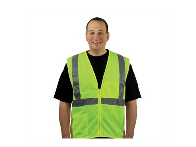 Protective Industrial Products High Visibility Zipper Safety Vest, ANSI Class R2, Lime Yellow, 2XL (302-0702Z-LY/2X)