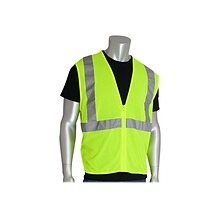 Protective Industrial Products Zipper Safety Vest, ANSI Class R2, 2XL, Hi-Vis Lime Yellow (302-MVGZ-