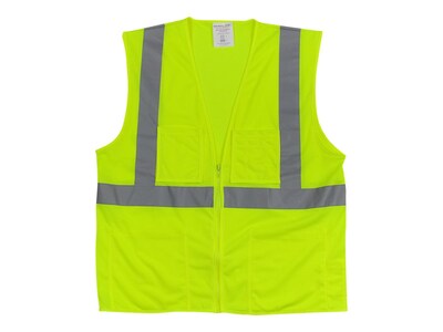 Protective Industrial Products High Visibility Sleeveless Safety Vest, ANSI Class R2, Lime Yellow, 2