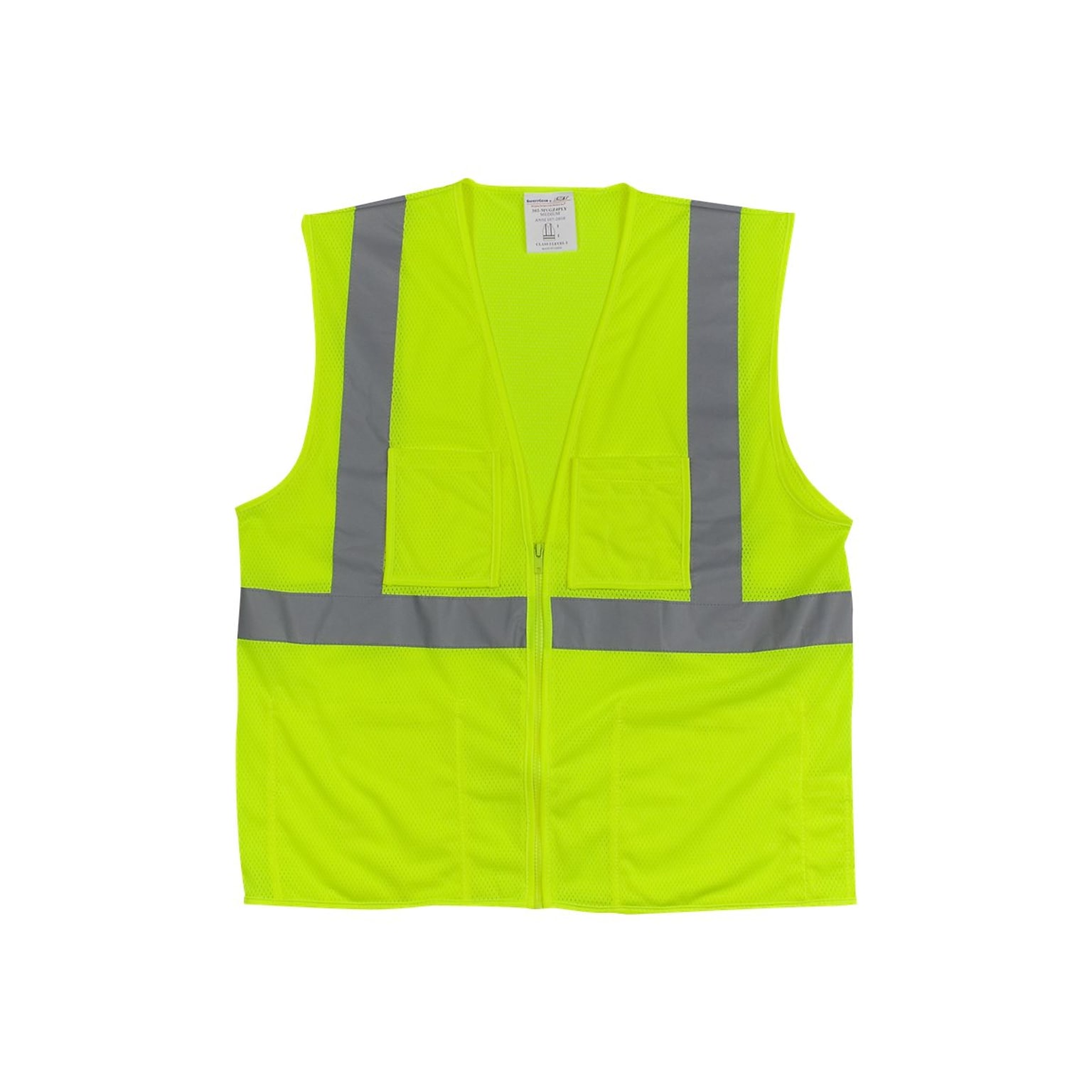 Protective Industrial Products High Visibility Sleeveless Safety Vest, ANSI Class R2, Lime Yellow, 2XL (302-MVGZ4PLY-2X)