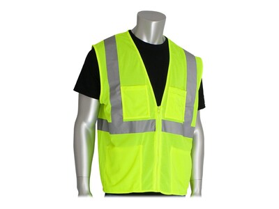 Protective Industrial Products High Visibility Sleeveless Safety Vest, ANSI Class R2, Lime Yellow, 2