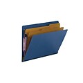 Smead End Tab Pressboard Classification Folders with SafeSHIELD Fasteners, Letter Size, Dark Blue, 1