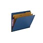 Smead End Tab Pressboard Classification Folders with SafeSHIELD Fasteners, Letter Size, Dark Blue, 10/Box (26784)