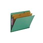 Smead End Tab Pressboard Classification Folders with SafeSHIELD Fasteners, Letter Size, Green, 10/Box (26785)
