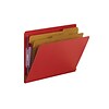 Smead End Tab Pressboard Classification Folders with SafeSHIELD Fasteners, Letter Size, Bright Red,