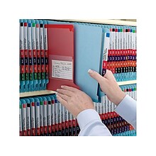 Smead End Tab Pressboard Classification Folders with SafeSHIELD Fasteners, Letter Size, Blue, 10/Box