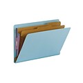 Smead End Tab Pressboard Classification Folders with SafeSHIELD Fasteners, Legal Size, Blue, 10/Box