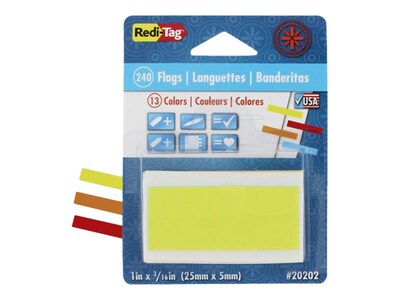 Redi-Tag Flags, Assorted Colors, 1" Wide, 240/Pack (20202)