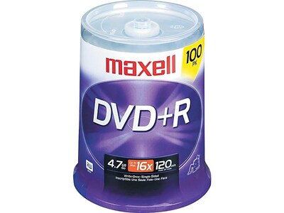Maxell 639016 16x DVD+R, Silver, 100/Pack
