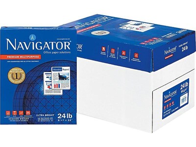 Navigator Premium 8.5 x 11 Multipurpose Paper, 24 lbs., 99 Brightness, 5000 Sheets/Carton (NMP1124