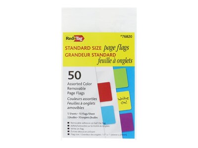 Redi-Tag Page Flags, Assorted Colors, 1" Wide, 50/Pack (76820)