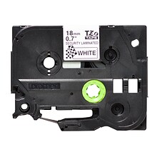 Brother P-touch TZe-SE4 Laminated Tamper Evident Label Maker Tape, 3/4 x 26-2/10, Black on White (