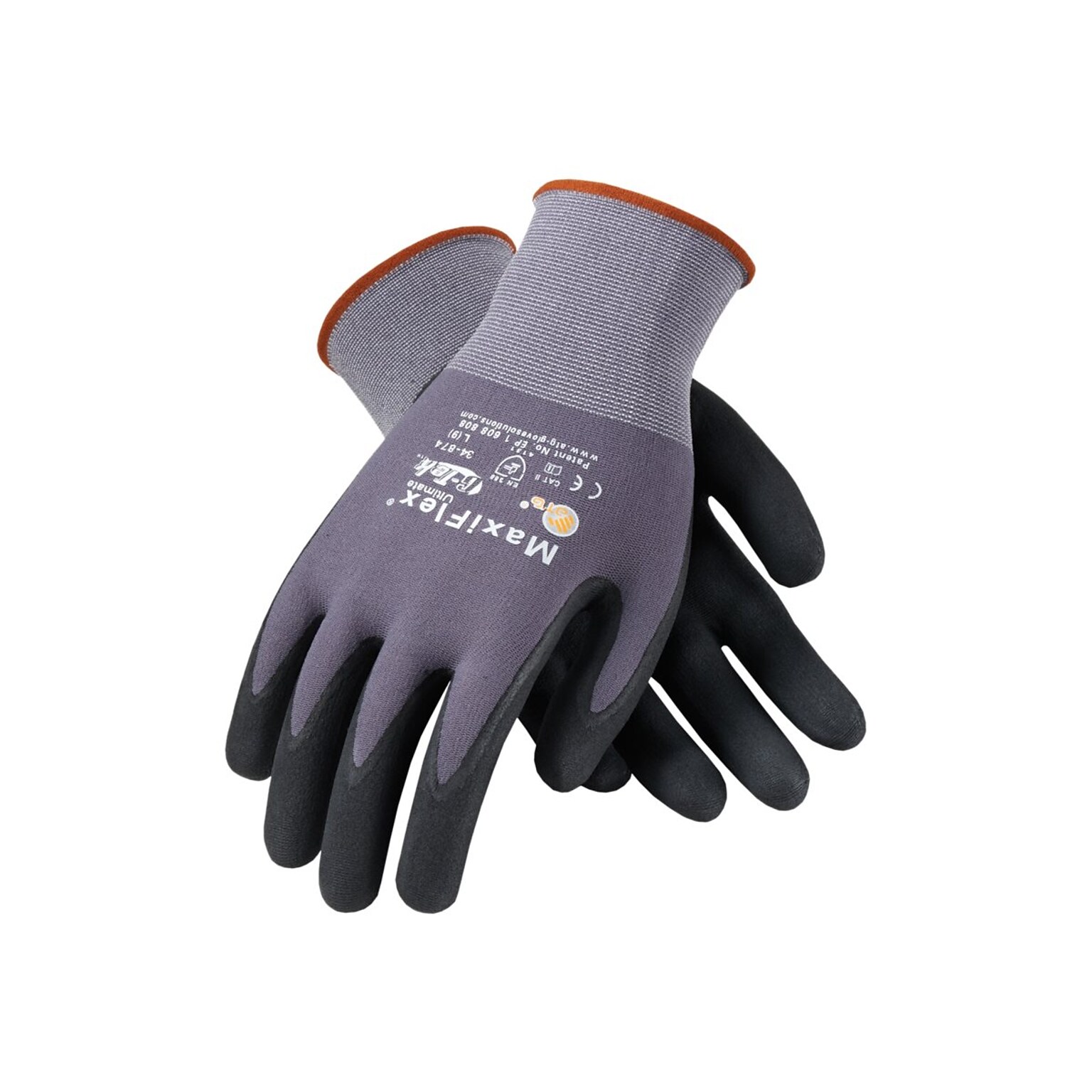 MaxiFlex Ultimate Nylon Nitrile Gloves, Black/Gray 12 Pairs/Pack (34-874/L)