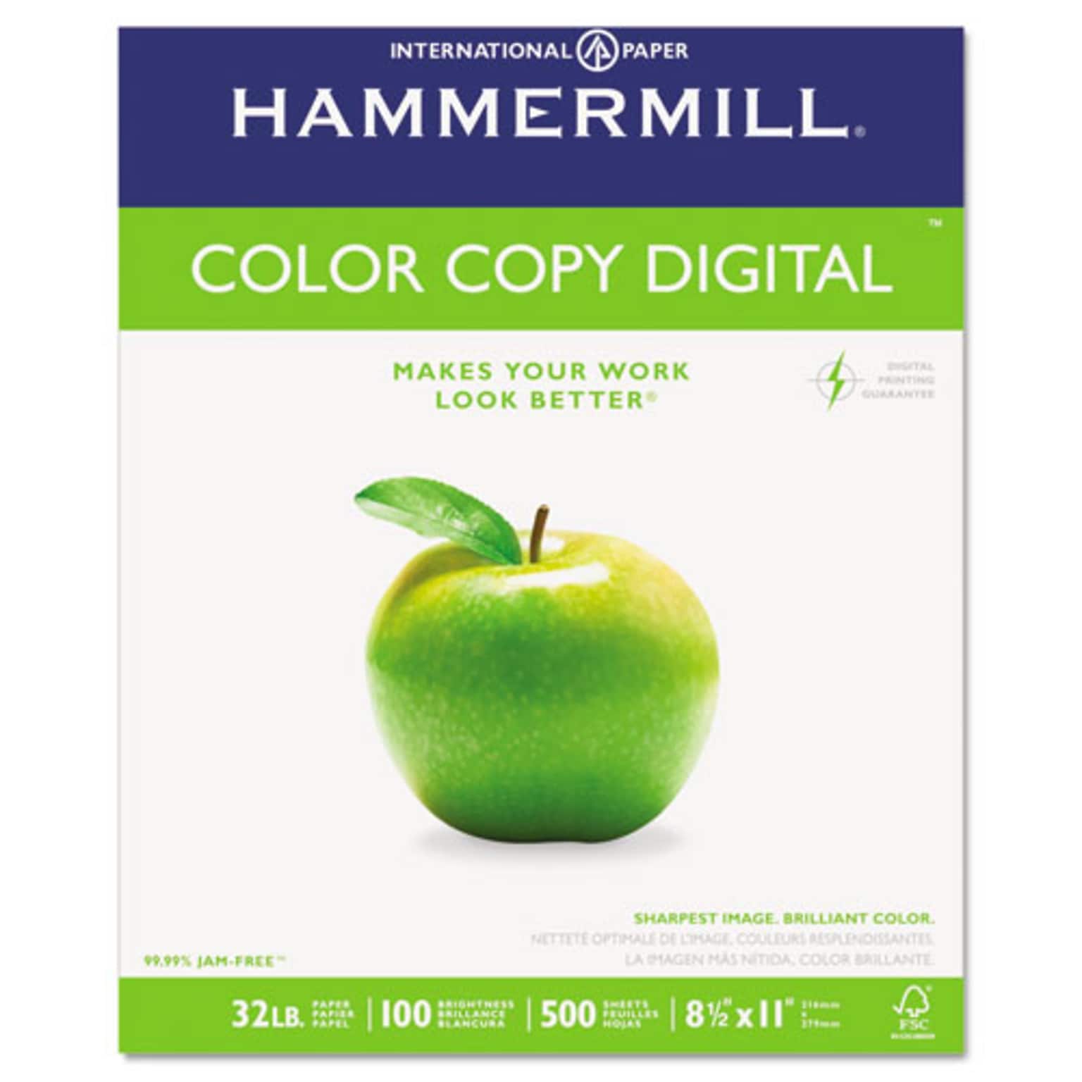 Hammermill 8.5 x 11 Color Copy Paper, 32 lb, 98 Bright, 500 Sheets/Ream, 8 Reams/Carton (10263-0)