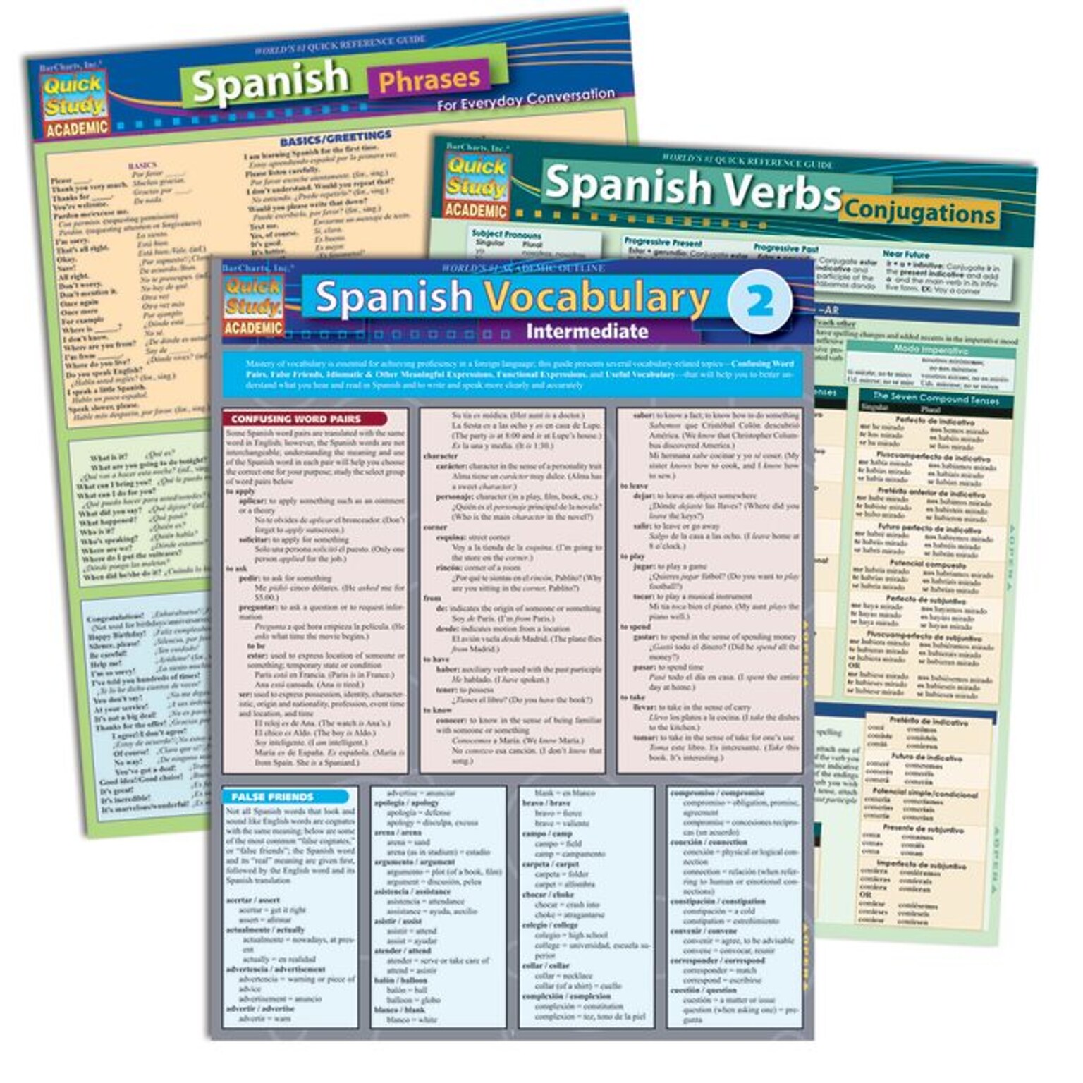 BarCharts, Inc. QuickStudy® Spanish, Intermediate Reference Set (2498002)