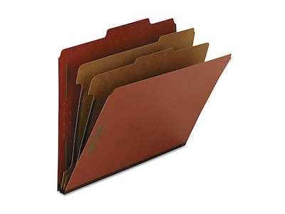 Smead 100% Recycled Pressboard Classification Folders, 2 Expansion, Letter Size, 2 Dividers, Red, 1